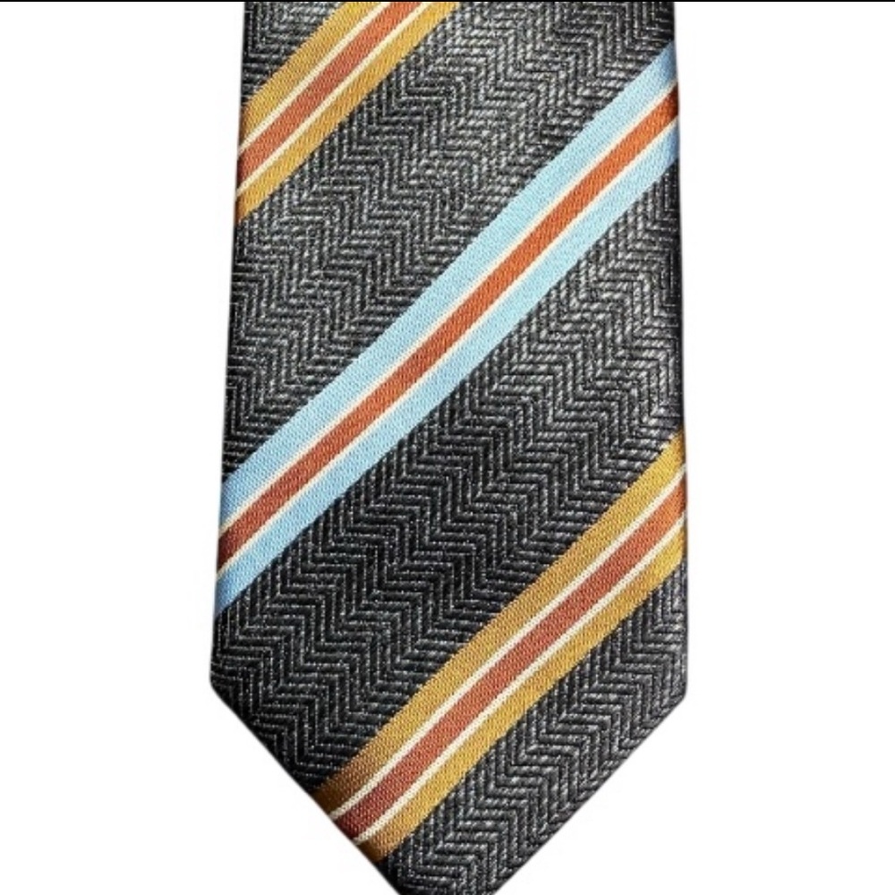 Marco Lariani Vintage 90s Silk Tie‎ Men’s Retro Striped Herringbone Italy
